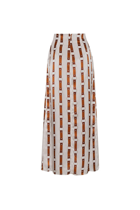 Carlota Satin Silk Maxi Skirt / Horse Reins